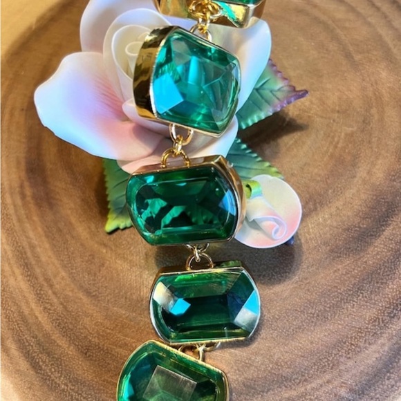 Vintage blue green crystal bracelet - Picture 3 of 5